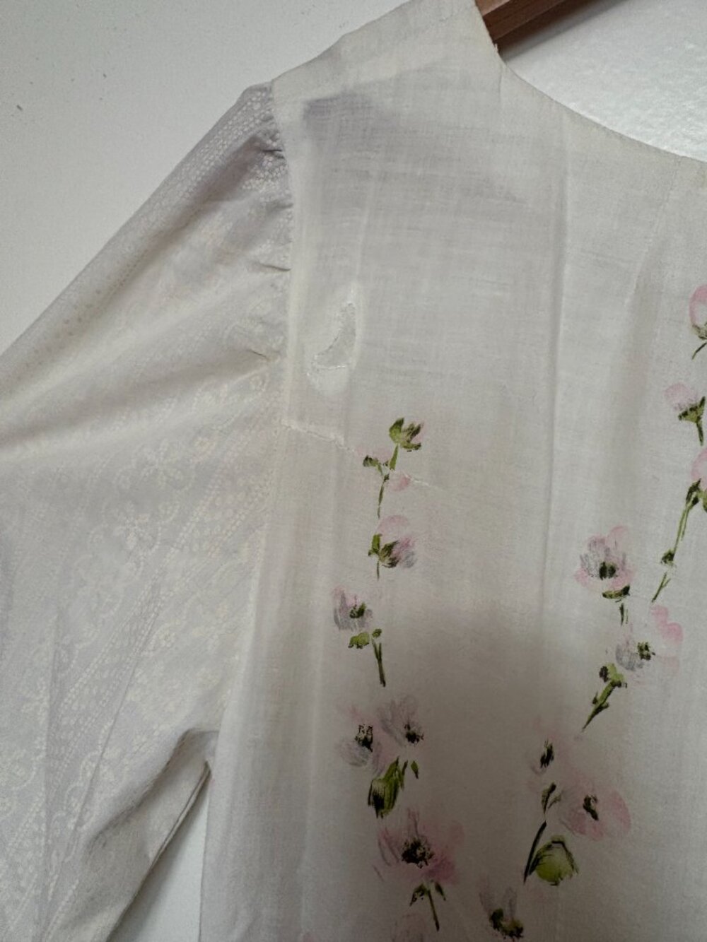 Vintage Pink Roses Floral Long Sleeve Midi Dress - Picture 8 of 8